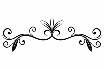 Floral divider with swirling lines, text tail typography elements, stylish text decorative, modern design