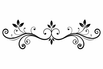 Floral divider with swirling lines, text tail typography elements, stylish text decorative, modern design