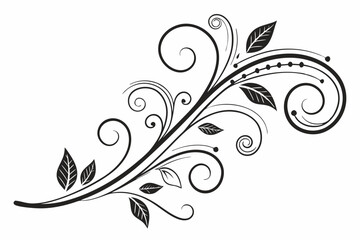 Floral divider with swirling lines, text tail typography elements, stylish text decorative, modern design