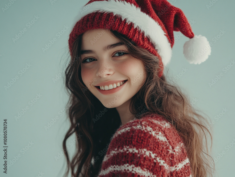 Wall mural Young beautiful Christmas beauty