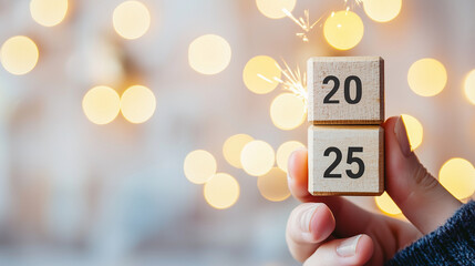 hand flipping cubes with year 2024 to 2025