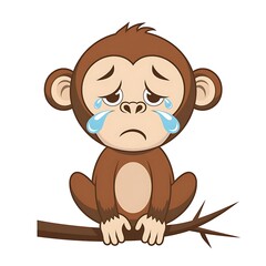 Fototapeta premium Sad monkey illustration art