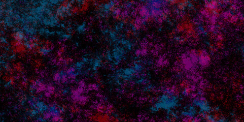 Dark concrete wall beautiful orange and dark blue ocean background. Colorful Stained stony rusty wall background. Aquamarine and pink Abstract Glowing Space Stars. Vintage paper textured aquarelle 