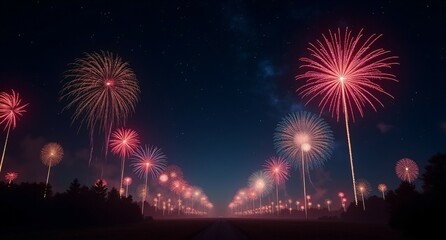 fireworks on the night sky