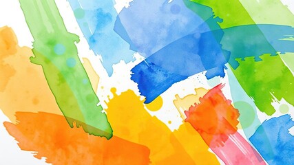 Vibrant watercolor paint applied with bold expressive brushstrokes creates a lively abstract background, bold colors, colorful strokes, artistic expression