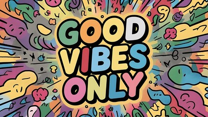 Good Vibes Only Illustartion,Typography,Banner,Poster T-shirt Design Motivational Quote