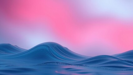 An ethereal depiction of a wave pattern created from an abstract gradient of red and blue hues in the background, conveying a sense of serenity and peacefulness, soft focus, abstract, serene
