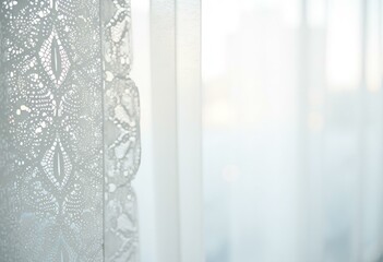 White Lace Texture Dissolving To Blur With Soft Light And Right Side Text Space
