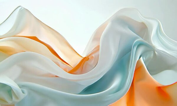 Flow form stage background, peach and soft yellow, surface flatness, C4D, Oc and Blender pure white background, studio lighting, high quality, UHD, super noise reduction.