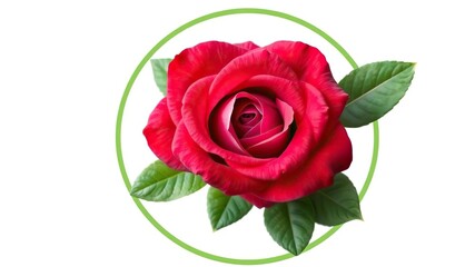 A stunning rose blossom sits at the center of a leafy green circle with elegant curves that complement its shape and size, garden flowers, garden design, greenery