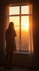 A Solitary Figure Welcoming the New Year at Sunrise