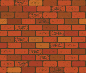 Texture of a retro brick wall in reddish shades, suitable for creating vintage interiors, backgrounds and rustic stylizations