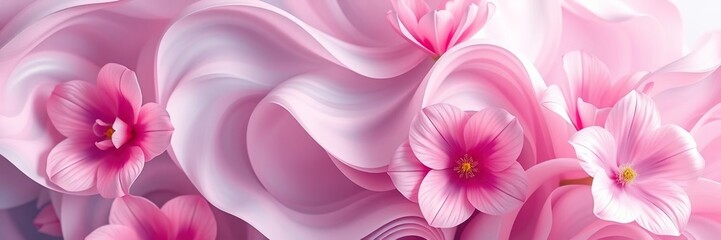 Fototapeta premium A stunning, abstract representation of blooming flowers in soft, swirling shapes that evoke a sense of movement and energy, botanical illustrations, delicate designs, watercolor flowers