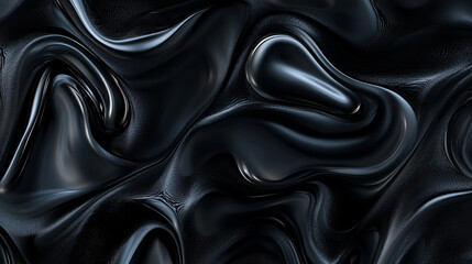Obraz premium Textured black abstract surface with flowing waves resembling liquid, perfect for design backgrounds or modern aesthetics