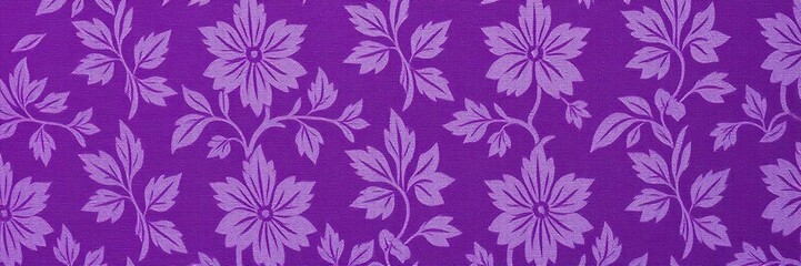 Fototapeta premium Close-up shot of purple toile fabric with repeating floral patterns, elegant patterns, fabric pattern, colorful motifs
