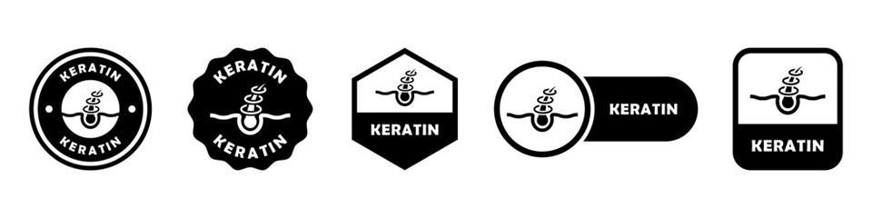 Keratin - vector icons for beauty product packaging label.