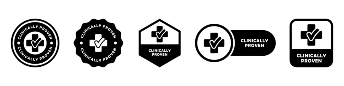Clinically Proven - vector signs for product labeling.