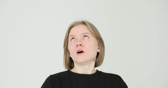 Girl rolls her eyes in disbelief