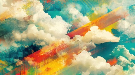 Abstract clouds with vibrant colors and textures.