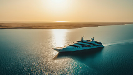 Naklejka premium Luxury Cruise in the Persian Gulf: Pristine Waters and Sir Bani Yas Scenery