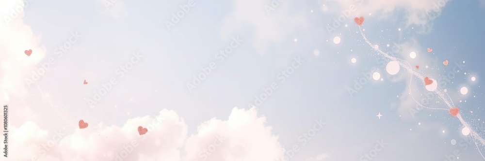 Canvas Prints ethereal rose gold abstract heart shape background with delicate celestial elements and wispy clouds