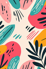 Naklejka premium A vibrant and colorful abstract pattern featuring playful shapes and bold colors, ideal for backgrounds, textiles, or decorative designs.