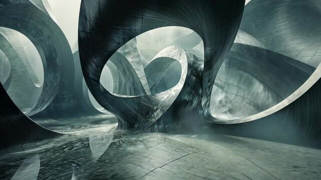 Surreal Abstract Tunnels in Monochrome Blue Tones, Ideal for Modern Art Concepts and Innovative Design Purposes 8K Wallpaper High-resolution