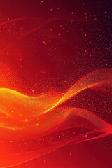 Vibrant abstract background with flowing red and orange waves and glowing particles, perfect for creative projects and modern designs.