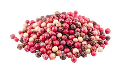 Pink peppercorns on a white background. isolated background.