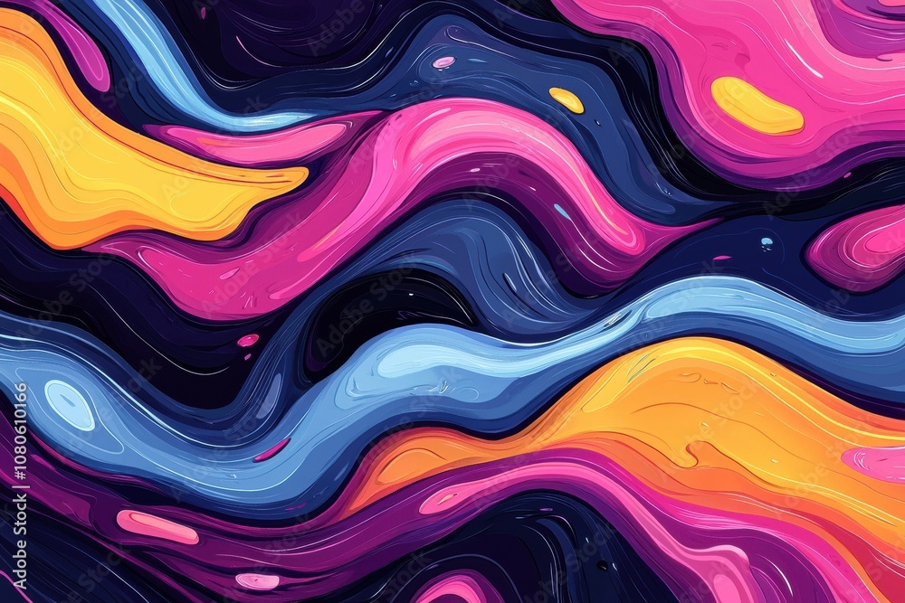 Wall mural vibrant abstract waves of color creating a dynamic visual flow, perfect for backgrounds, designs, or