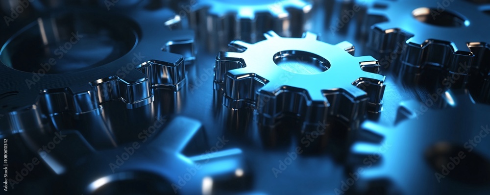 Aufkleber interlocking metal gears rotating smoothly in a complex mechanism