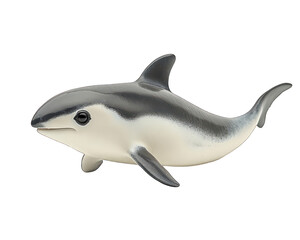 Obraz premium Vaquita with distinctive dark eye patches, swimming shyly on transparent background