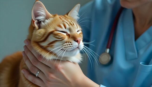Cat enjoying a trip to the veterinarian clinic for a health check up