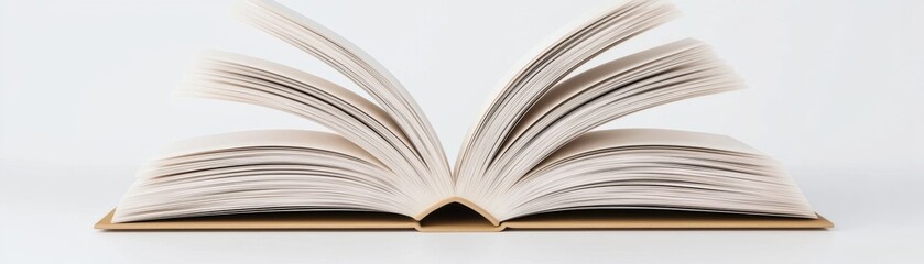 An open book with blank pages, capturing the essence of creativity, imagination, and the potential for storytelling in a minimalist style.