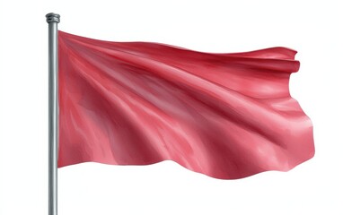 Vibrant red flag waving in the wind, symbolizing passion, strength, and courage against a minimalist backdrop for diverse uses.