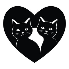 Valentine Cats Vector Art.