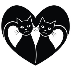 Valentine Cats Vector Art.