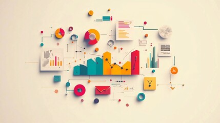 Obraz premium Colorful charts and graphs representing business analysis and planning