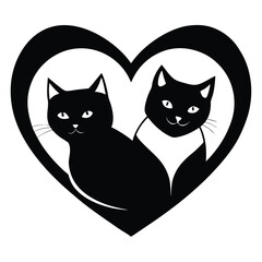 Valentine Cats Vector Art.