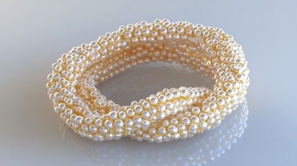 Elegant Coiled Pearls with Bright Reflection and Glass Background