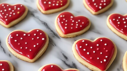 Red Heart Shaped Valentine's Day Sugar Cookies
