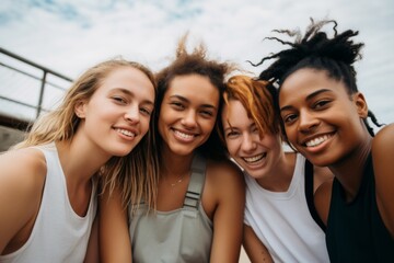 Obraz premium Portrait of a young female basketball team smiling
