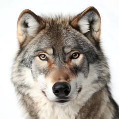 Fototapeta premium Close-up of a wolf's head isolated on white background