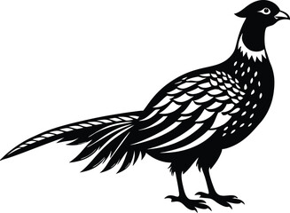 pheasant forest bird silhouette, bird icon vector black 