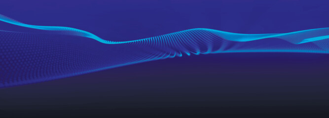 Dynamic wave of glowing points. Futuristic dot wave. Network connection structure. Futuristic background for presentation design. Technology or science banner. 3d Widescreen. Vector illustration