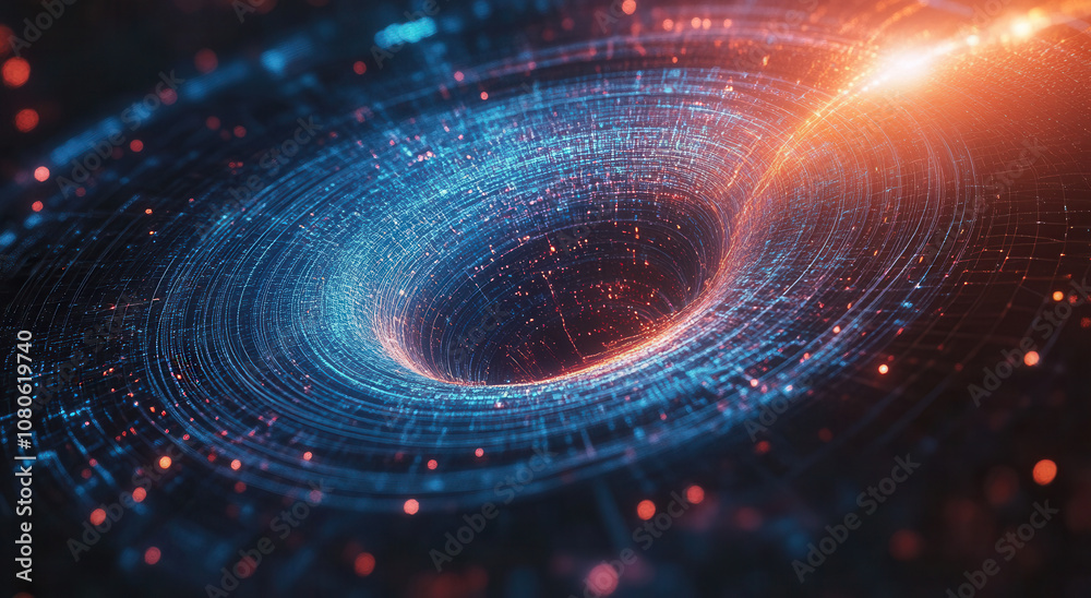 Aufkleber abstract digital background with blue and red lines symbolizing the complexity of artificial intelli