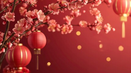 Plum blossom decorative card design for celebrating the chinese lunar new year festivities