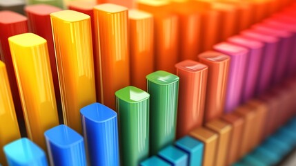 Obraz premium Colorful glossy bar graph showing positive growth