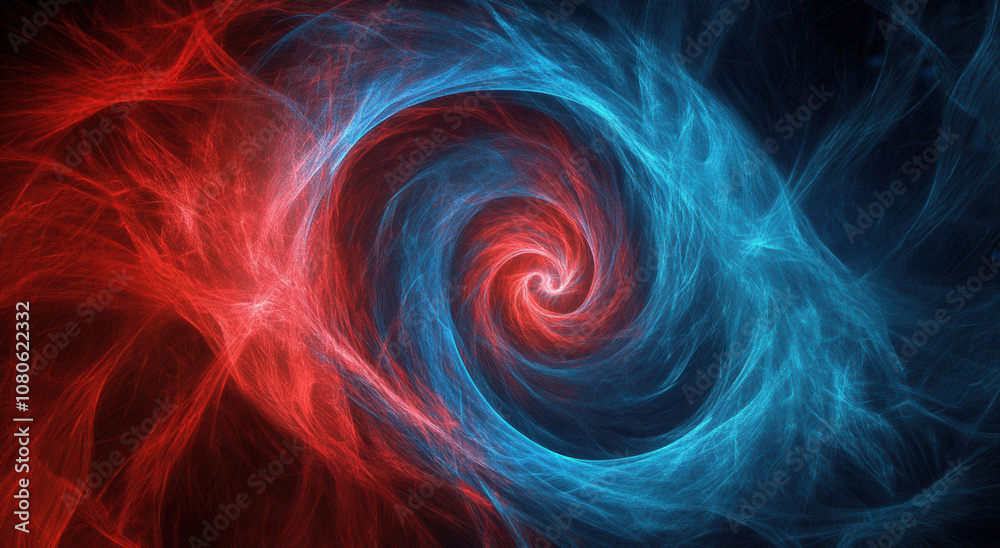 Aufkleber abstract digital background with blue and red lines forming an infinite spiral, symbolizing the comp