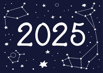 2025 New Year Constellation Vector Illustration.